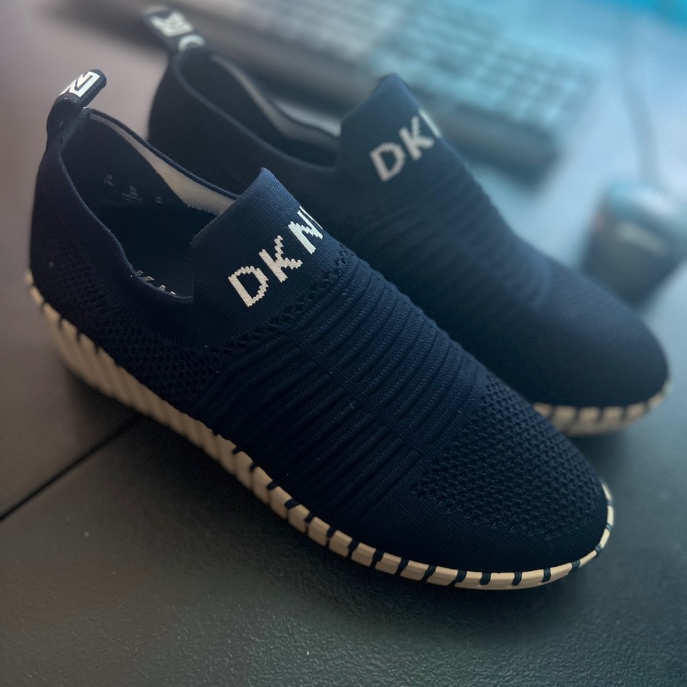 DKNY Dark Blue Knit Slip-On Shoes